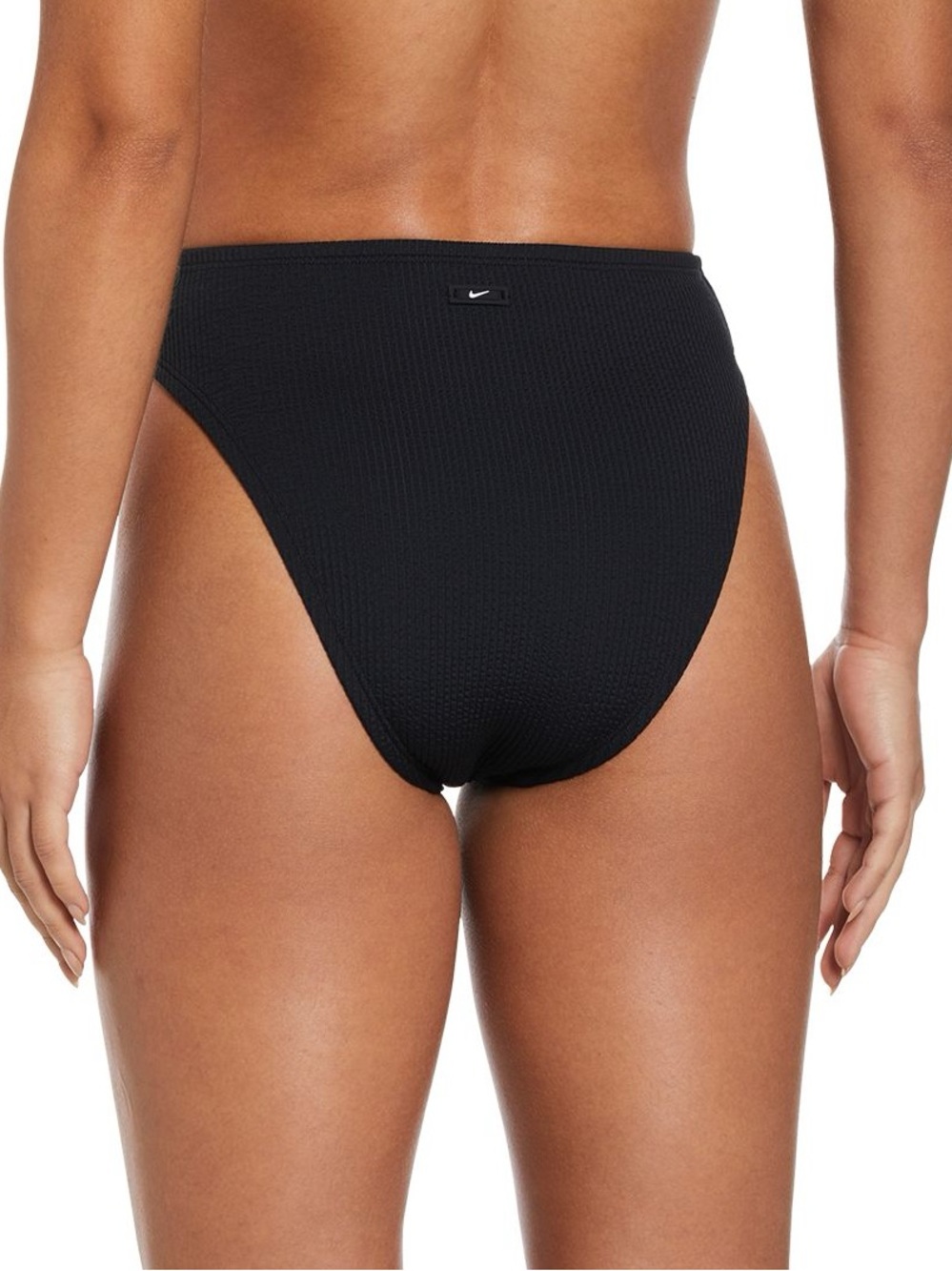 🆕 Nike Black Ribbed High-Cut Swim Bottom with White Swoosh